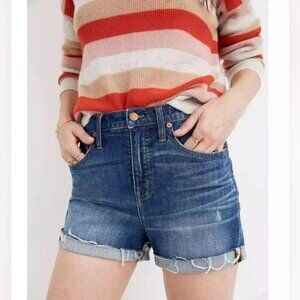 Madewell High Rise Raw Hem Cutoff Glenoaks Denim Shorts - Size 25